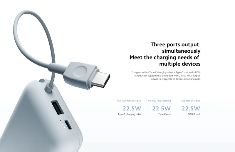 Xiaomi 22.5W Power Bank 10000mAh With Integrated Type-C Cable