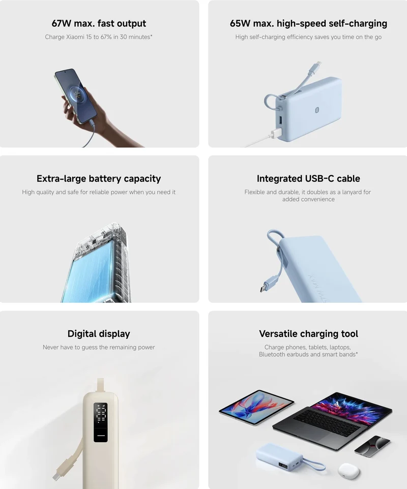 Xiaomi 67W Power Bank 20000mAh With Integrated USB-C Cable