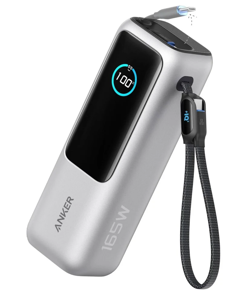 Anker Power Bank 25000mAh 165W Ultra-Fast Portable Charger with Built-In and Retractable USB C Cables