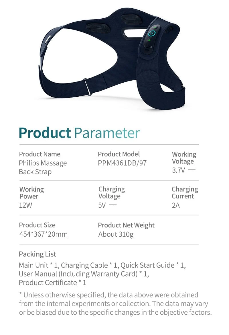 Philips Shoulder Massager with Posture Corrector Back Brace for Posture Support Fast Heating High-Frequency Vibration Massage 3 Massage Model Relief Upper Back Pain