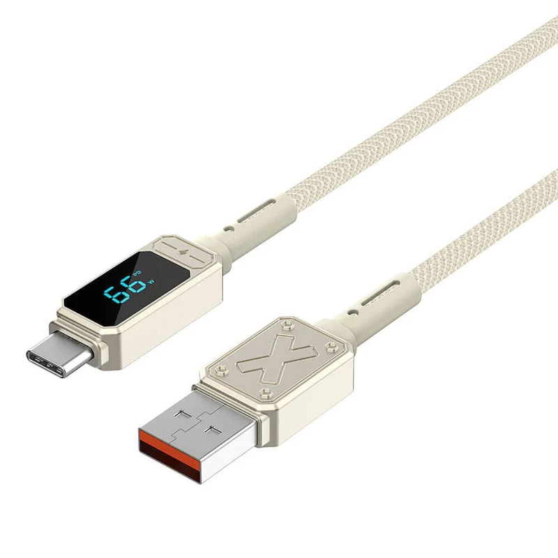 WiWU Wi-C038 Titan Series USB-A to Type-C 6A 66W LED Digital Display Charging and Data Cable 1.2M