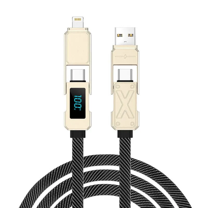WiWU Wi-C039 Titan Series 4in1 A+C to C+L Charging and Data Cable with LED Digital Display 1.5M
