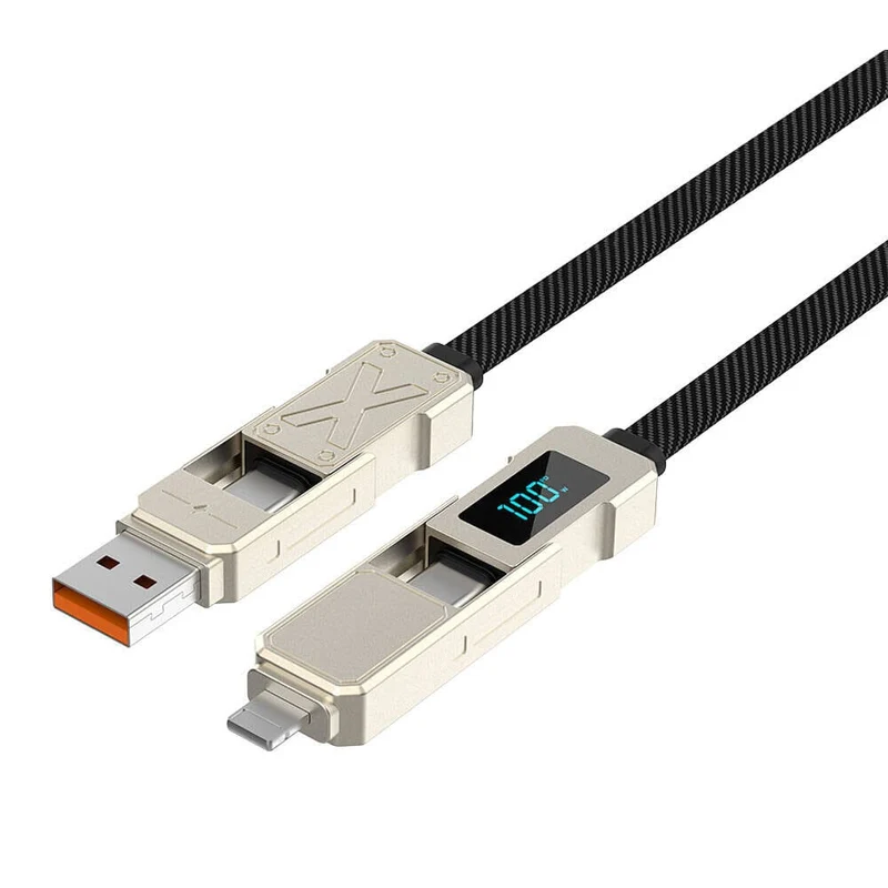 WiWU Wi-C039 Titan Series 4in1 A+C to C+L Charging and Data Cable with LED Digital Display 1.5M