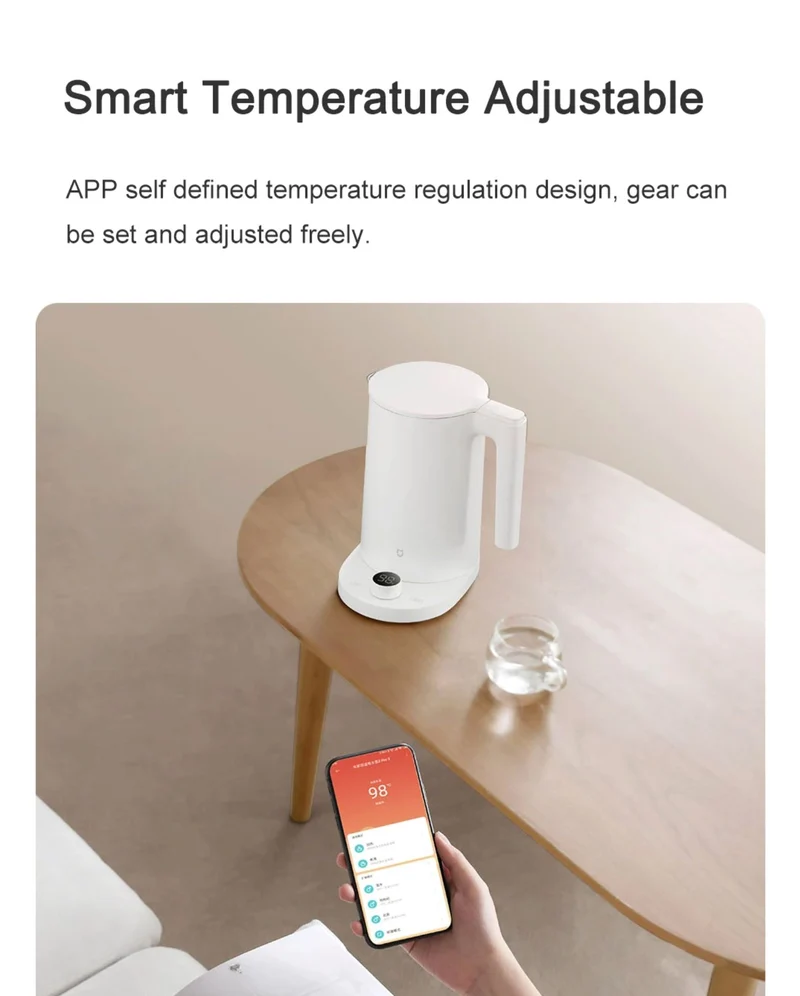 Xiaomi Mijia Thermostatic Electric Kettle 2 Pro Intelligent LED Screen Display Stepless Temperature Adjustable 1800W High Power