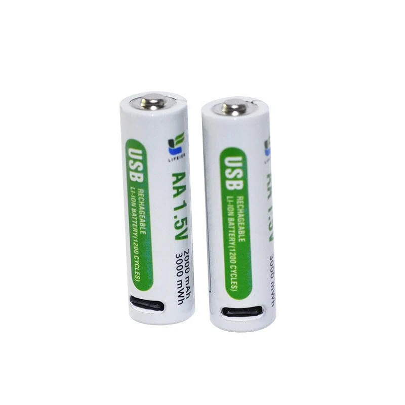 AA 1.5V Rechargeable Battery With Type-C USB Charging port, LED Power Display, Li-ion Battery
