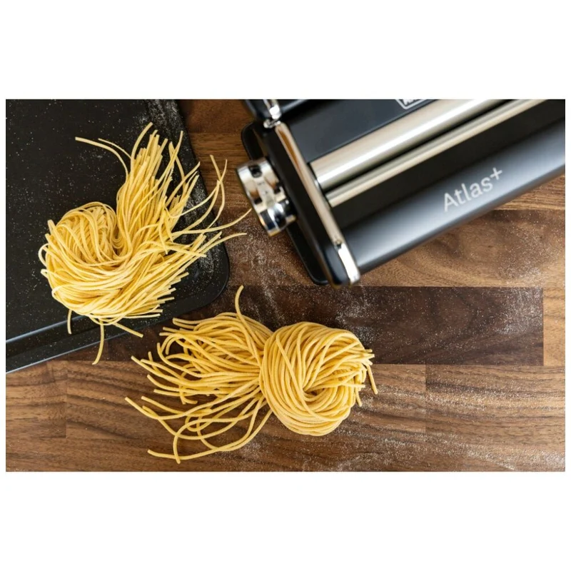 Marcato Atlas Plus Pasta Machine Stainless Steel with 4 Shape Settings (Black)
