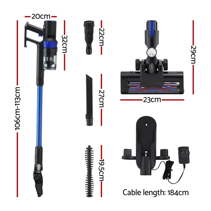 Devanti Stick Vacuum Cleaner Brushless Cordless 350W (Blue)