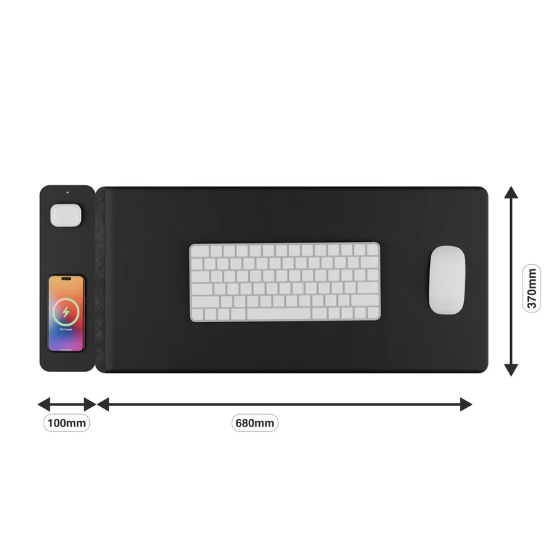 Laser Wireless Charging Desk Mat (Black)