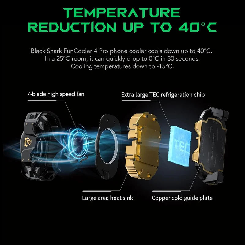 Black Shark 4 Pro RGB FunCooler 27W with Sleep Timer/Fan Speed for iPhone/Android Smartphone Cooling fan