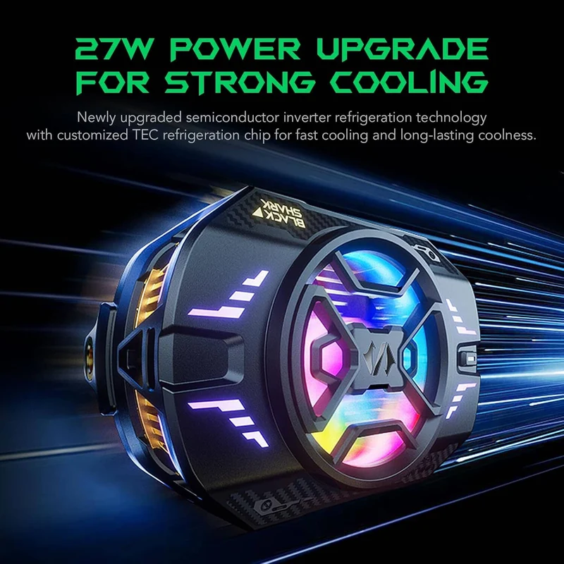 Black Shark 4 Pro RGB FunCooler 27W with Sleep Timer/Fan Speed for iPhone/Android Smartphone Cooling fan