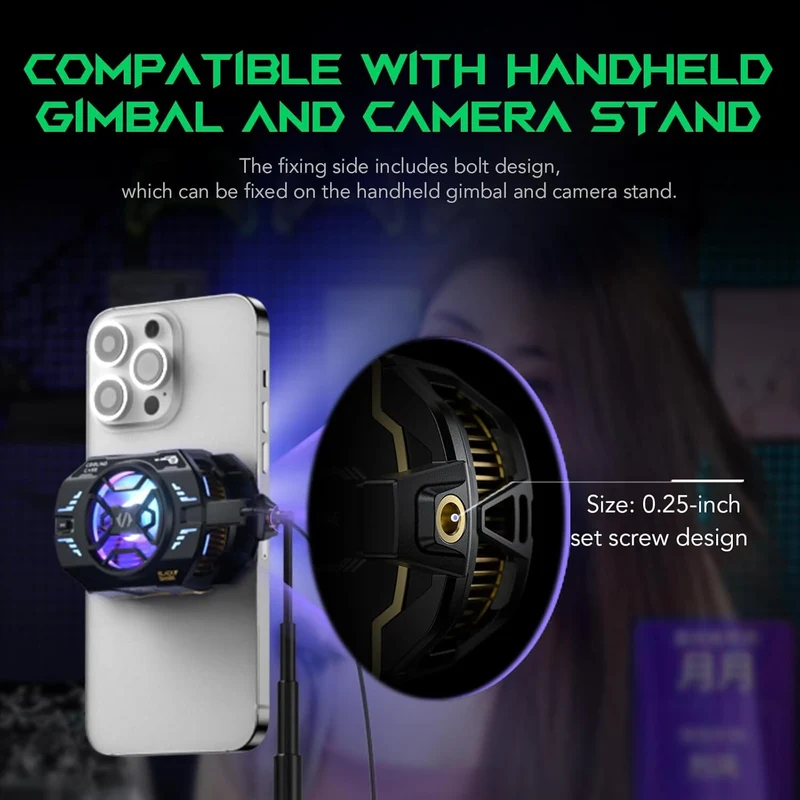 Black Shark 4 Pro RGB FunCooler 27W with Sleep Timer/Fan Speed for iPhone/Android Smartphone Cooling fan