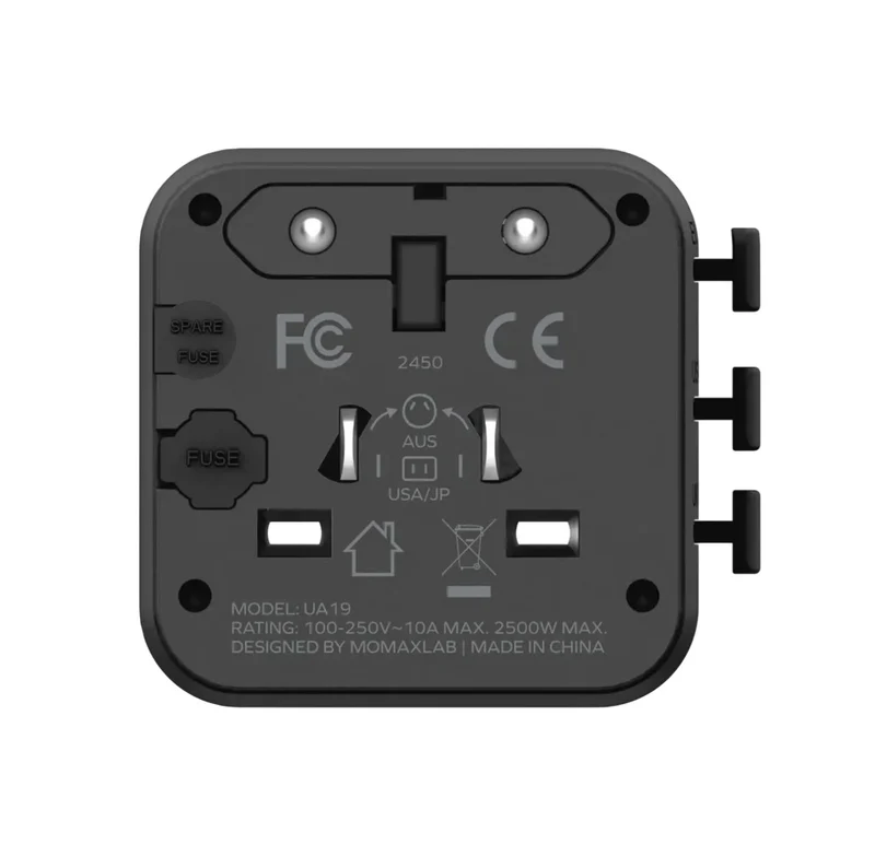Momax 1-World Universal Travel Charger with Dual AC 100-250V 10A MAX 2500W MAX