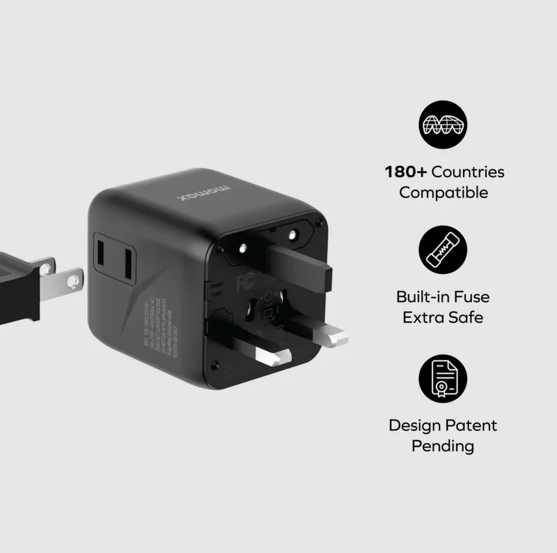 Momax 1-World Universal Travel Charger with Dual AC 100-250V 10A MAX 2500W MAX