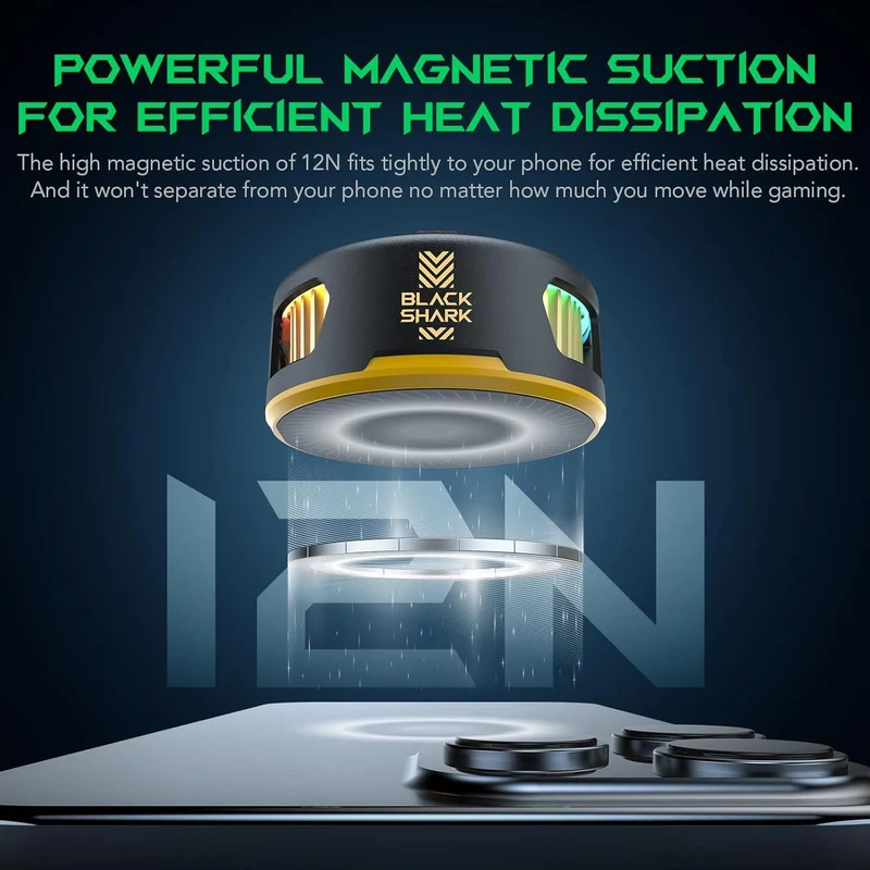 Black Shark RGB FunCooler 5 Magnetic Cell Phone Cooler for iPhone Magnetic Series/Android/Tablet/iPad