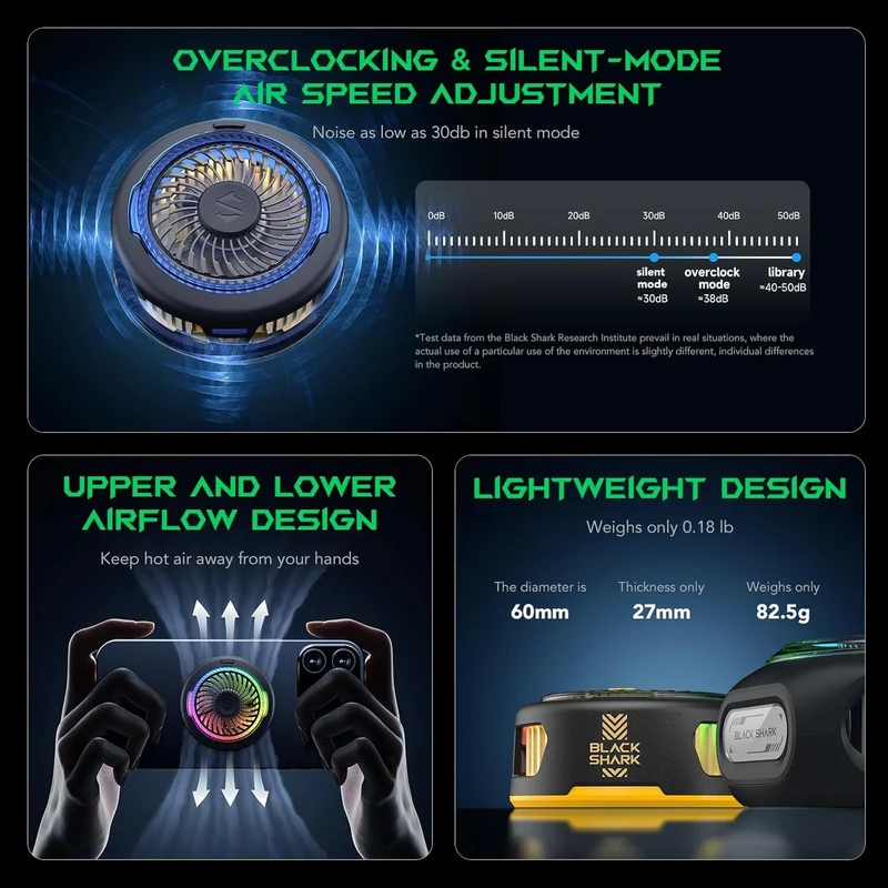 Black Shark RGB FunCooler 5 Magnetic Cell Phone Cooler for iPhone Magnetic Series/Android/Tablet/iPad
