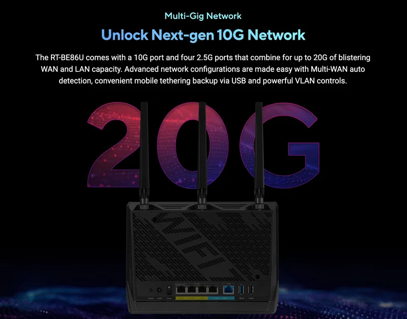ASUS RT-BE86U WiFi 7 Wireless Dual-Band Multi-Gig Router