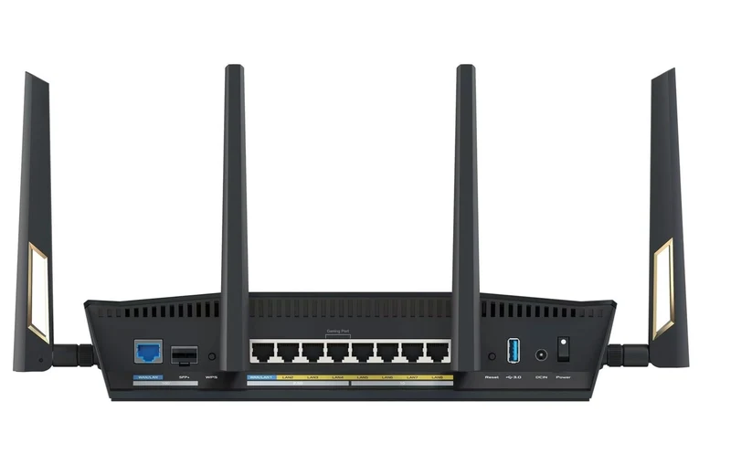 ASUS RT-BE88U Dual-band WiFi 7(802.11be) AiMesh extendable router, 7.2 Gbps, 34G wired capacity, Dual 10G ports, SFP+ port, Four 2.5G ports, Commercial-grade security, Guest Network Pro, VPNs