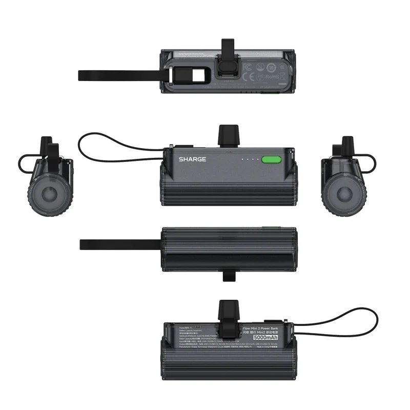 SHARGE Flow Mini 2 | 5000mAh Ultra-Light Portable Power Bank | Dual-Port Fast Charging + Capsule Design