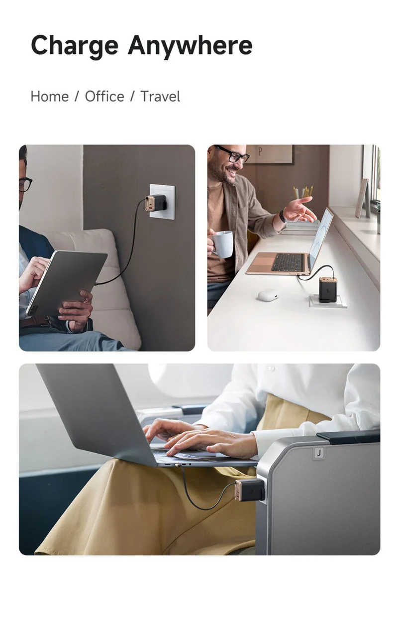 Mcdodo 427 FreeGo 40W with 65cm Retractable Cable GaN Charger (USB-C+USB+Type C Cable) PD3.0 PPS QC4.0 Quick Travel Charger
