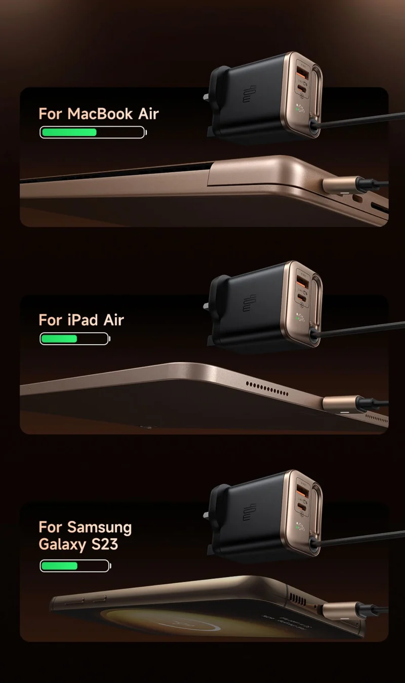 Mcdodo 427 FreeGo 40W with 65cm Retractable Cable GaN Charger (USB-C+USB+Type C Cable) PD3.0 PPS QC4.0 Quick Travel Charger