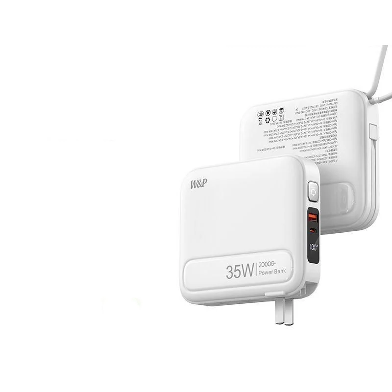 W&P 20000mAh 35W All-in-One Multifunctional Power Bank & Adapter With Type-C & Lighting Cable