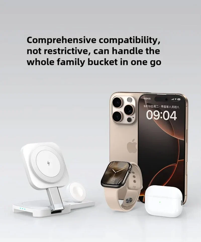 W&P N3 Wireless Charger Triple-in-One Magnetic Fast Charging Station For iPhone/AirPods Headset/iWatch