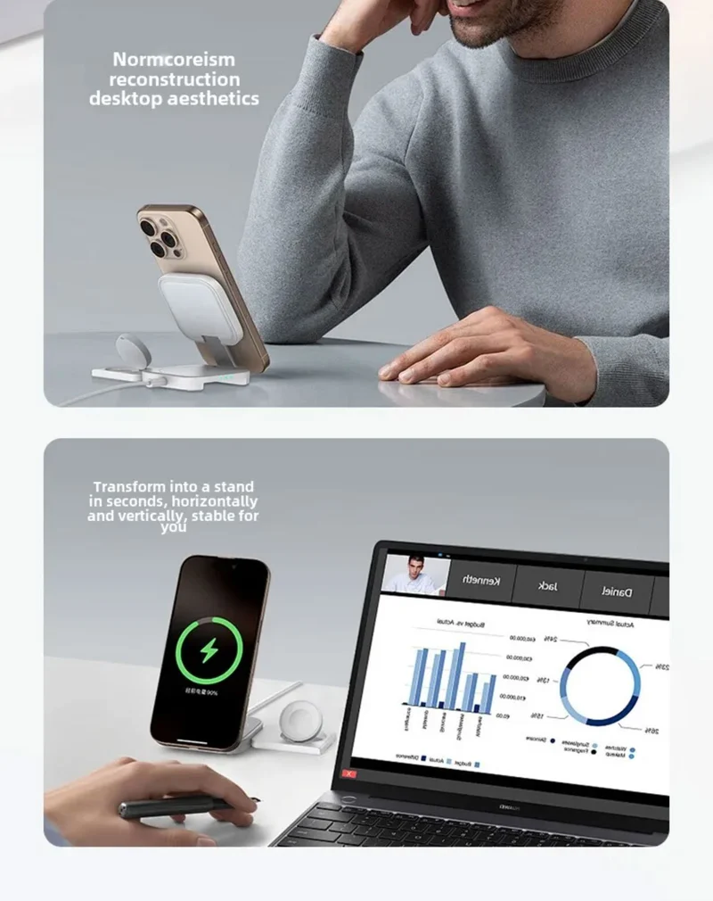 W&P N3 Wireless Charger Triple-in-One Magnetic Fast Charging Station For iPhone/AirPods Headset/iWatch