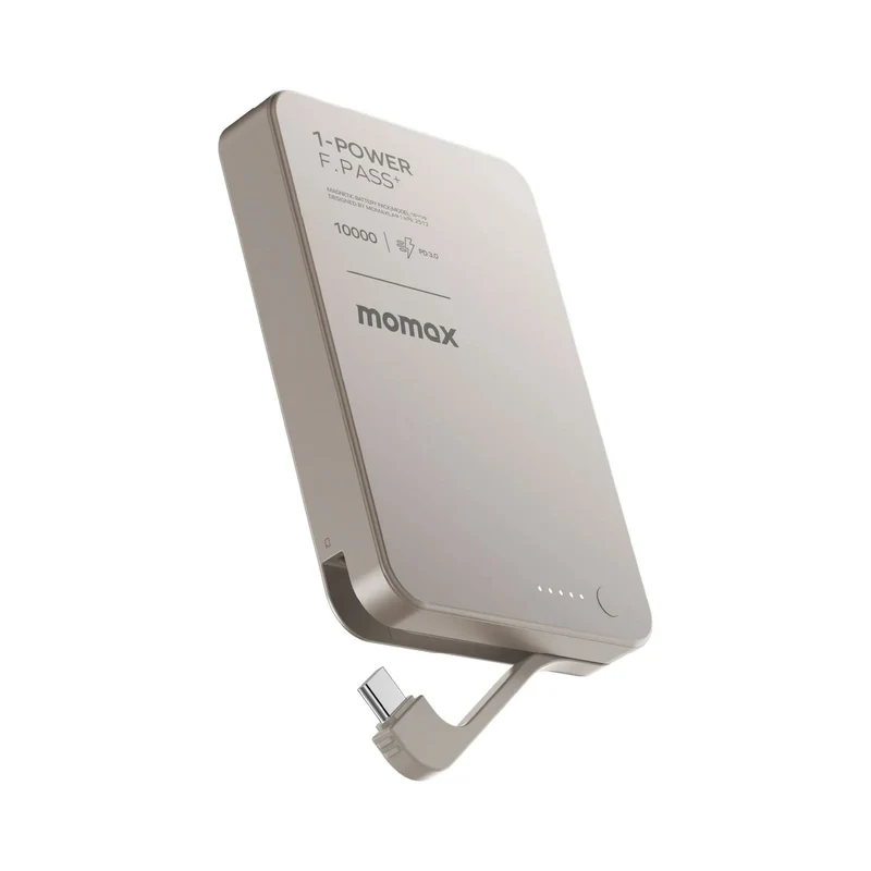 Momax 1-Power Bank F.Pass⁺ Battery Pack with Built-in Cable and Magnetic Attachment