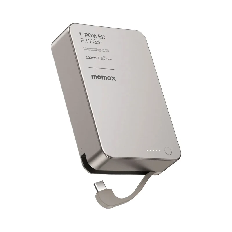 Momax 1-Power Bank F.Pass⁺ Battery Pack with Built-in Cable and Magnetic Attachment