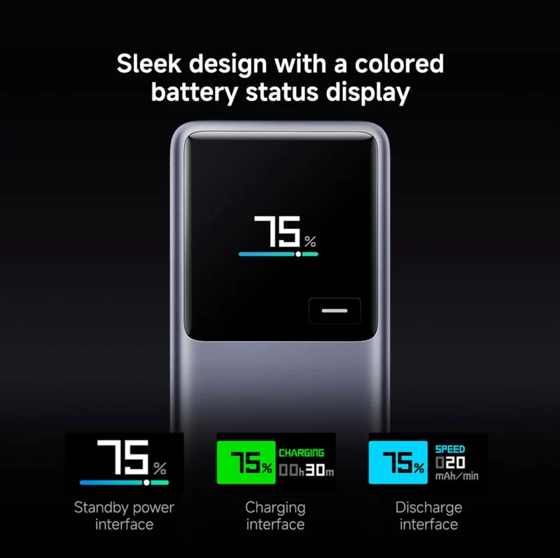 Xiaomi 165W Power Bank 10000mAh - Built-in USB-C Cable, 165W Dual Port, 120W Fast Charging, 90W Self Charging, Lithium-Ion Battery, Aircraft Safe, Compact Design with Colour Display