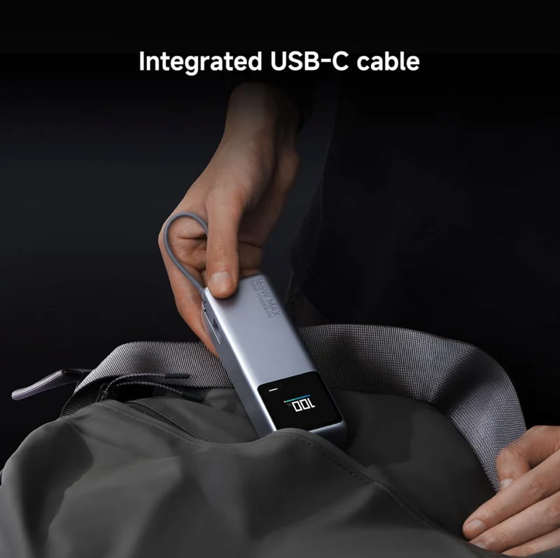 Xiaomi 165W Power Bank 10000mAh - Built-in USB-C Cable, 165W Dual Port, 120W Fast Charging, 90W Self Charging, Lithium-Ion Battery, Aircraft Safe, Compact Design with Colour Display