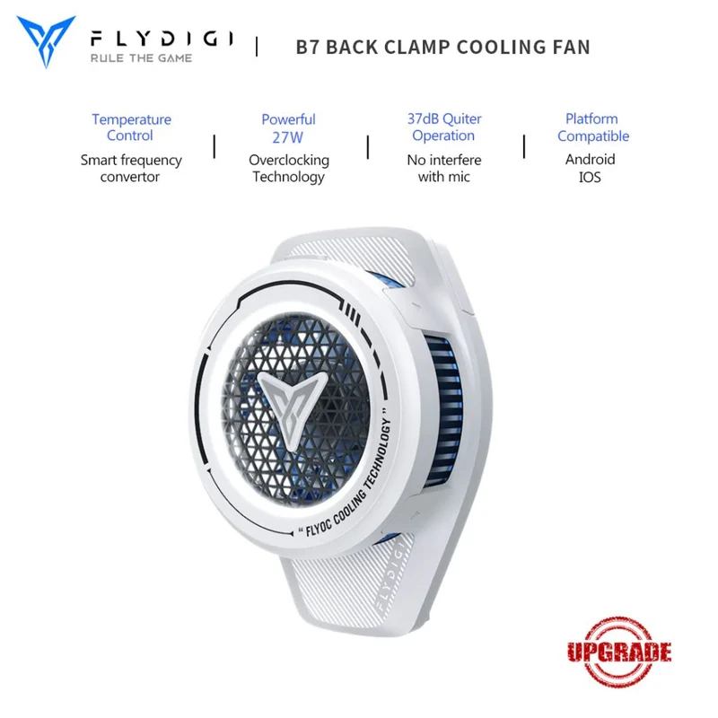 Flydigi B7 Back Clamp Cooler - Intelligent Temperature Control 2.0 Universal Cellphone Silent Cooler Fan