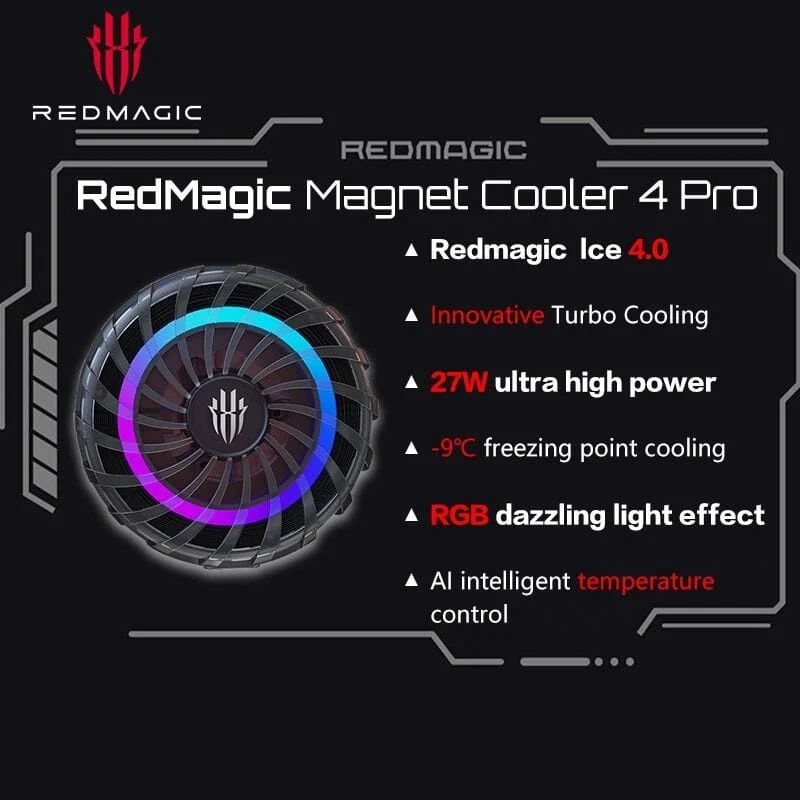 Nubia RedMagic Cooler 4 Pro Radiator Magnetic Ice FunCooler LED 27W Semiconductor Heat Dissipation Cooling