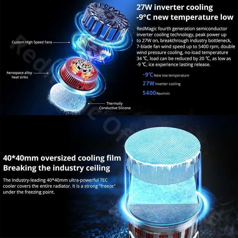 Nubia RedMagic Cooler 4 Pro Radiator Magnetic Ice FunCooler LED 27W Semiconductor Heat Dissipation Cooling