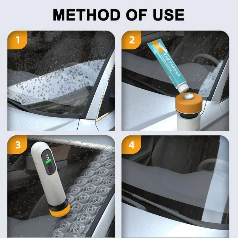 Weytoll Wireless Auto Windshield Oil Film Removal Electric Car Window Glass Cleaning Machine for Bug Residues Car Paint Glue Cleaning Glass Scratches Repairing