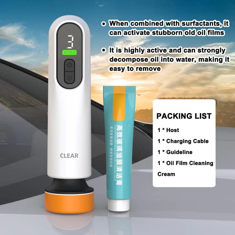 Weytoll Wireless Auto Windshield Oil Film Removal Electric Car Window Glass Cleaning Machine for Bug Residues Car Paint Glue Cleaning Glass Scratches Repairing