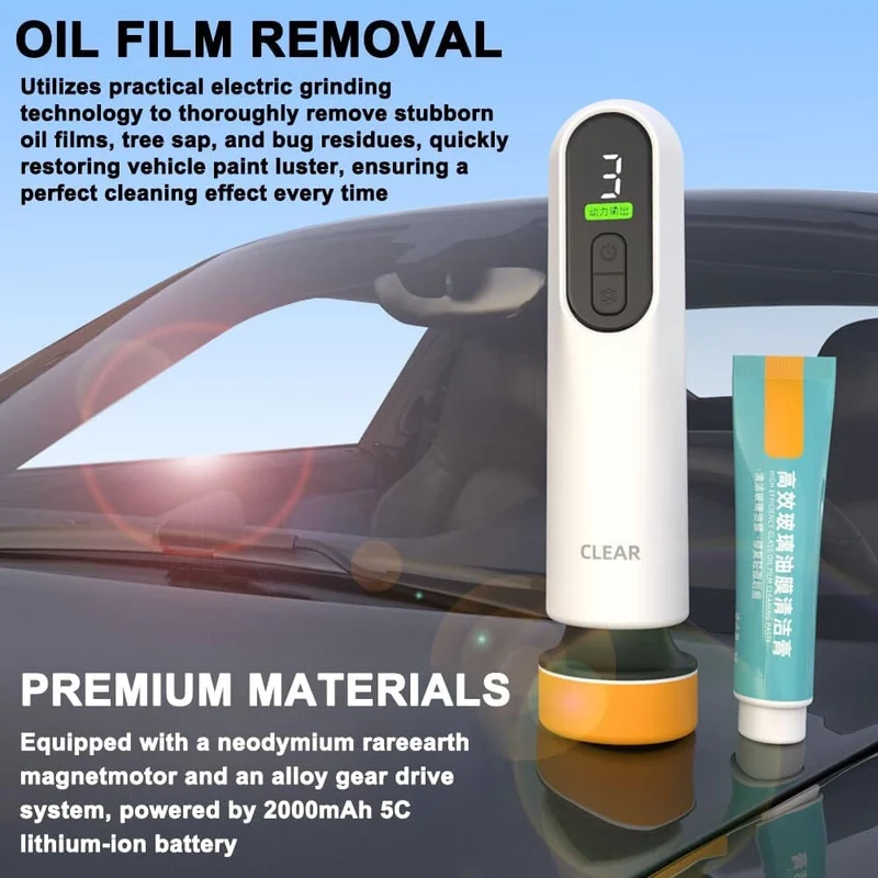 Weytoll Wireless Auto Windshield Oil Film Removal Electric Car Window Glass Cleaning Machine for Bug Residues Car Paint Glue Cleaning Glass Scratches Repairing