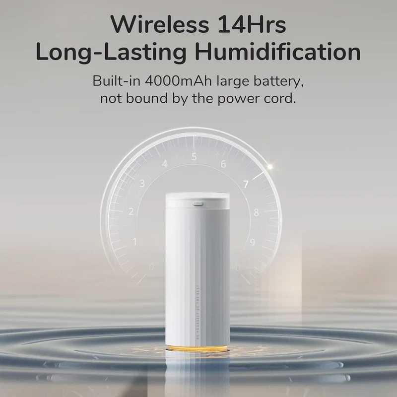 JISULIFE Humidifier, 4000 mAh Portable Mini Humidifier, Personal Desktop Humidifier for Bedroom, Quiet, Automatic Shut-Off, Dual Mist Connections for Baby Travel, Car White