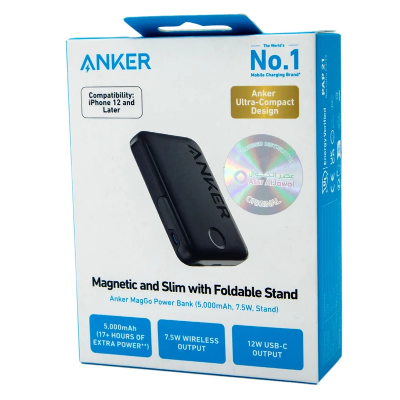 Anker Power Bank 322 MagGo 5000mAh MagSafe Battery Portable Charger A1618 with Foldable Stand