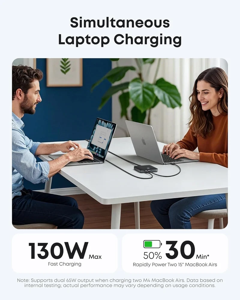 Anker Nano Charger, 6-Port Charging Station with Ultra-Fast 130W Output for iPhone 16/15/14 Series, iPad, MacBook, Pixel, Galaxy, and More