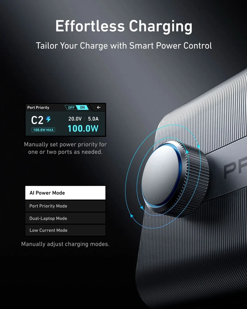 Anker Prime Charger (250W, 6 Ports, Control Dial & Smart Display)