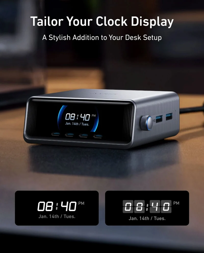 Anker Prime Charger (250W, 6 Ports, Control Dial & Smart Display)
