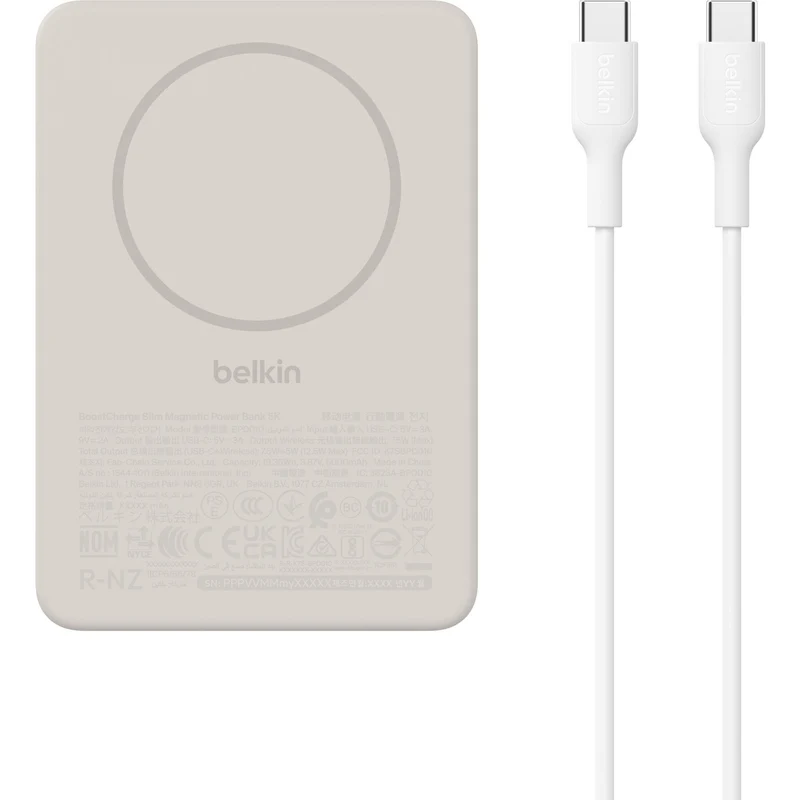 Belkin BoostCharge Slim 5K Magnetic Power Bank (Sand)