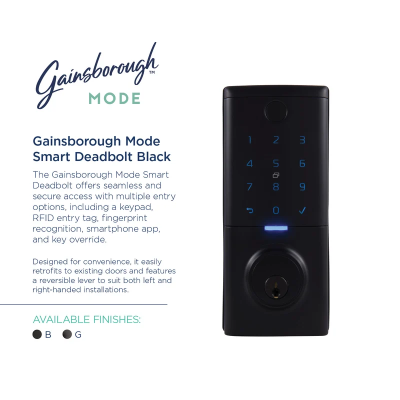 Gainsborough Mode Smart Entrance Deadbolt (Matte Black)