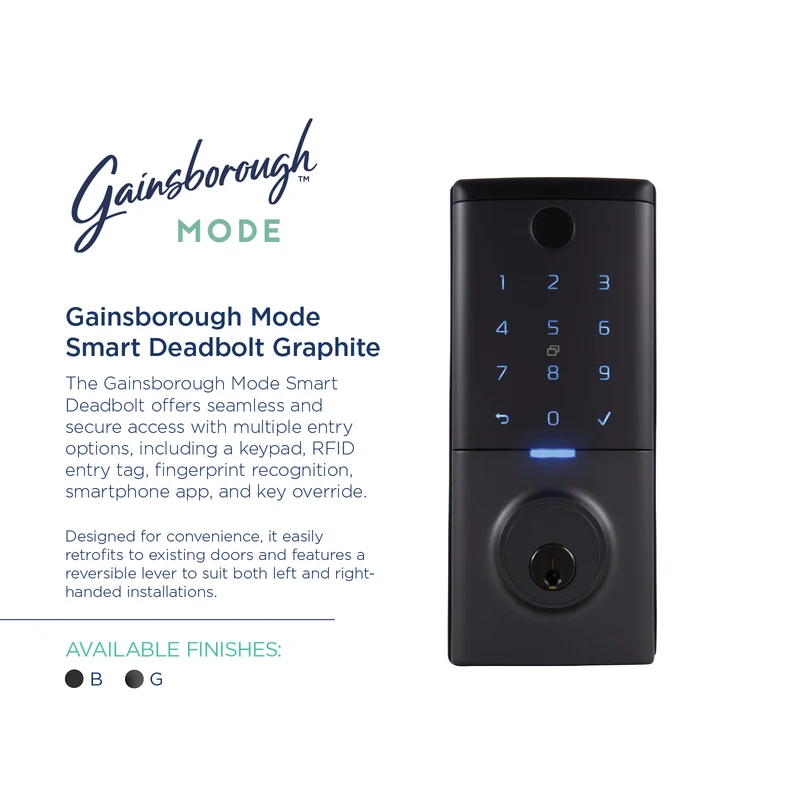 Gainsborough Mode Smart Entrance Deadbolt (Graphite)