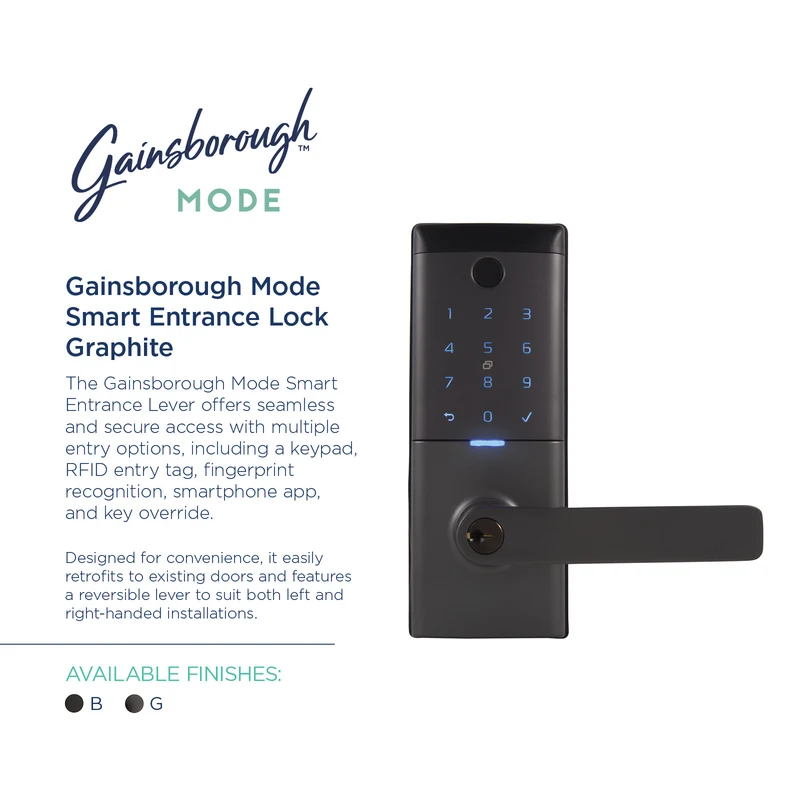 Gainsborough Mode Smart Entrance Lever (Graphite)