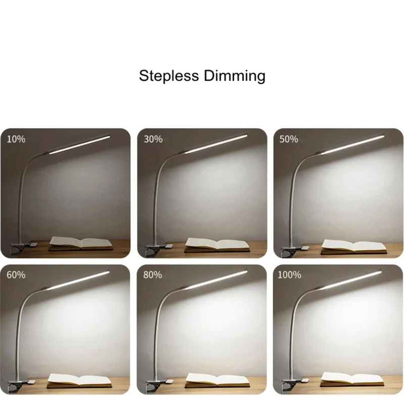 SEOUFRDZ LED 360° Folding Clamp Desk Lamp, Eye Protection Rechargeable Table LIGHT
