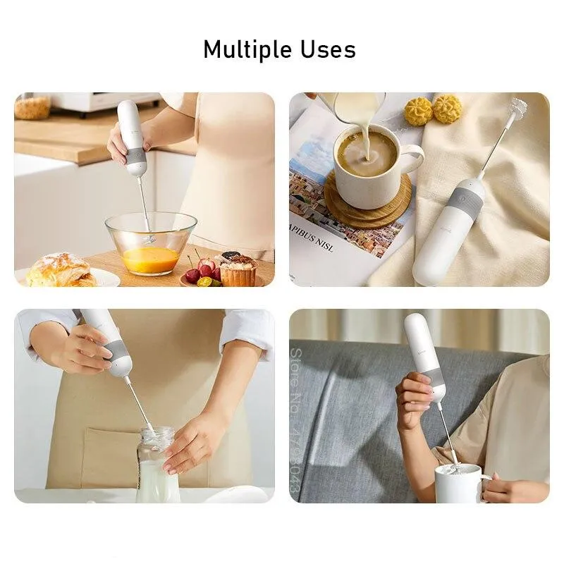 Xiaomi Deerma Electric Milk Frother Handheld Foamer Egg Beater Coffee Mixer USB Portable Blender Rechargeable