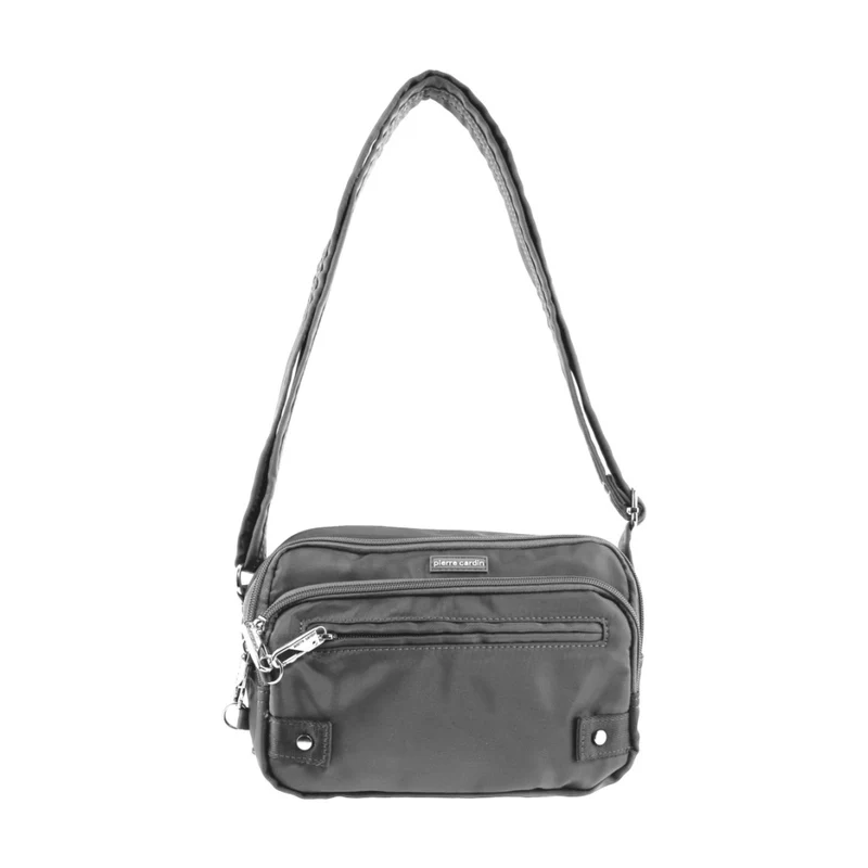 Pierre Cardin Nylon Anti-Theft Cross Body Bag Locking Strap RFID Blocking Grey