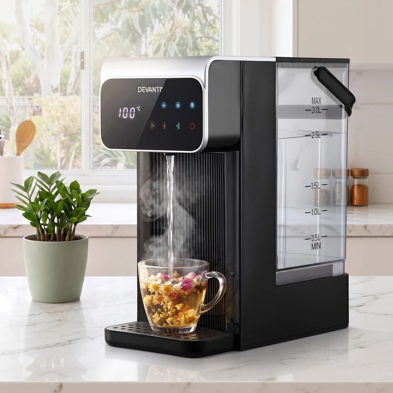 Devanti Instant Hot Water Dispenser 3L Heating Kettle 2400W Touch Control Water Black